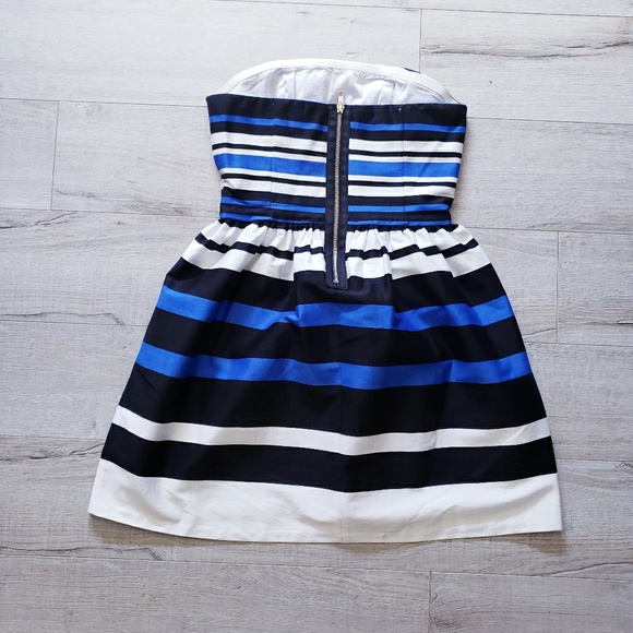Strapless little blue/white/black dress - Picture 3 of 8
